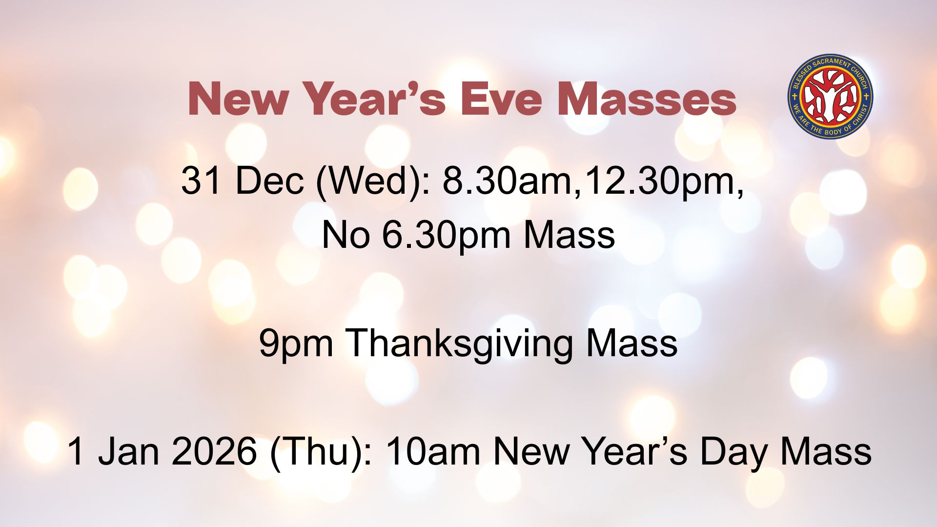 2026 New Year's Eve Masses
